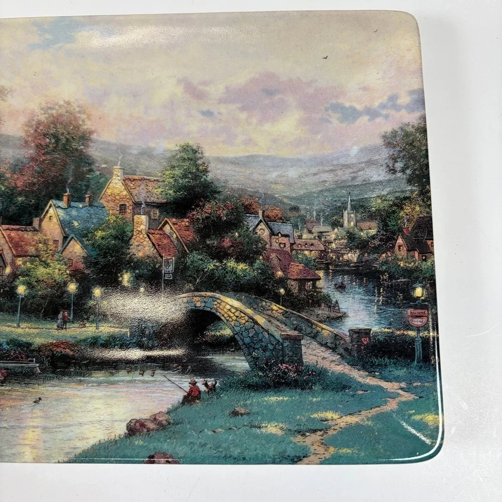 3 Thomas Kinkade Lamplight Brooke-County-Lane Plates Bradford Exchange 1997 READ